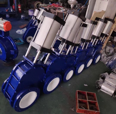PZ644TC氣動陶瓷雙閘板閥，耐磨雙插板閥門特點及型號說明